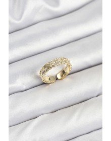 Pirinç Gold Renk Zirkon Taşlı Sırım Kadın Yüzük
