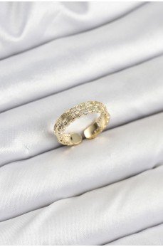 Pirinç Gold Renk Zirkon Taşlı Sırım Kadın Yüzük