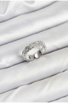 Pirinç Gümüş Renk Zirkon Taşlı Sırım Kadın Yüzük Pirinç Gümüş Renk Zirkon Taşlı Sırım Kadın Yüzük