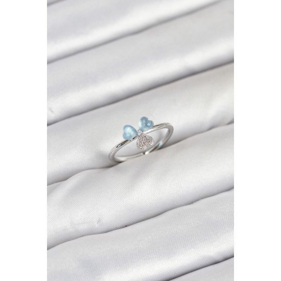 Pirinç Gümüş Renk Yonca Model Kadın Yüzük Pirinç Gümüş Renk Yonca Model Kadın Yüzük