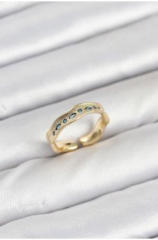 Pirinç Gold Renk Zirkon Taşlı Vintage Kadın Yüzük