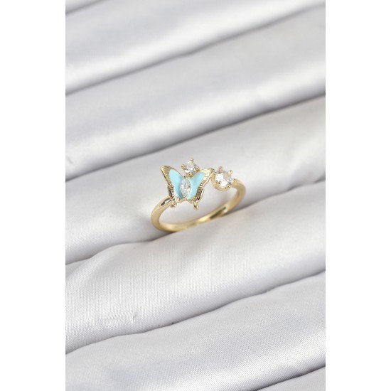 Pirinç Gold Renk Kelebek Model Kadın Yüzük