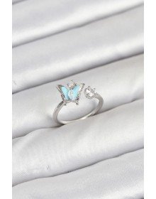 Pirinç Gümüş Renk Kelebek Model Kadın Yüzük