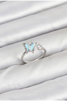 Pirinç Gümüş Renk Kelebek Model Kadın Yüzük