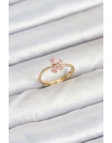 Pirinç Gold Renk Pembe Kelebek Kadın Yüzük