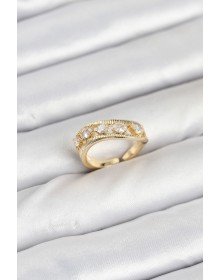 Pirinç Gold Renk Zirkon Taşlı Kadın Yüzük