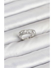 Pirinç Gümüş Renk Zirkon Taşlı Kadın Yüzük