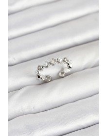 Pirinç Gümüş Renk Zirkon Taşlı İncili Kadın Yüzük