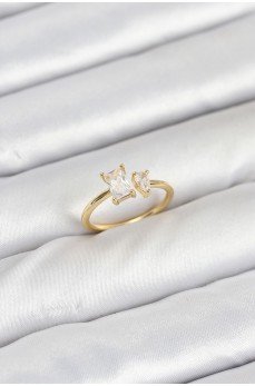 Pirinç Gold Renk Zirkon Taşlı Kadın Yüzük