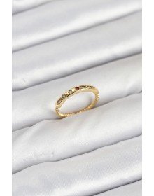 Pirinç Gold Renk Renkli Zirkon Taşlı Kadın Yüzük
