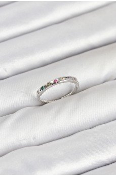 Pirinç Gümüş Renk Renkli Zirkon Taşlı Kadın Yüzük Pirinç Gümüş Renk Renkli Zirkon Taşlı Kadın Yüzük