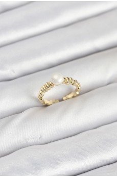 Pirinç Gold Renk Göbek İnci Model Kadın Yüzük