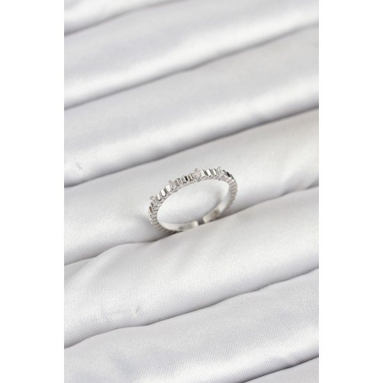 Pirinç Gümüş Renk Lazer Kesim Kadın Yüzük