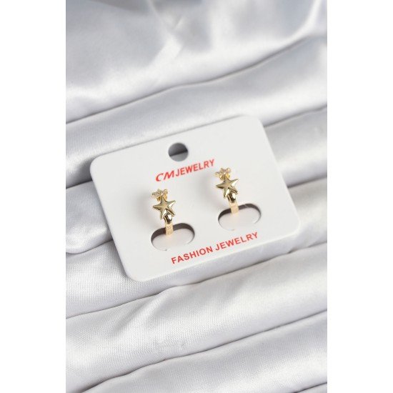 Pirinç Gold Renk Yıldız Kadın Küpe