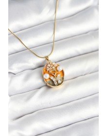 316L Çelik Zincir Kelebek Model Sanatsal Portre Kadın Kolye