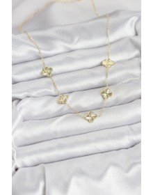 Pirinç Gold Renk Yonca Kadın Kolye