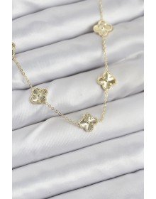 Pirinç Gold Renk Yonca Kadın Kolye