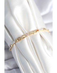 Pirinç Gold Renk Zirkon Taşlı Kadın Bileklik