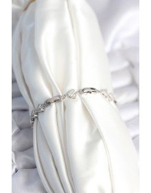 Pirinç Gümüş Renk Kalp Model Kadın Bileklik