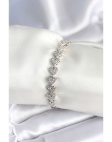 Pirinç Gümüş Renk Kalp Model Kadın Bileklik