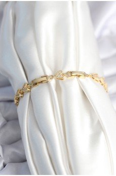 Pirinç Gold Renk Kalp Model Kadın Bileklik