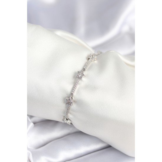 Pirinç Gümüş Renk Halley Yıldız Model Kadın Bileklik Pirinç Gümüş Renk Halley Yıldız Model Kadın Bileklik