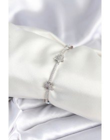 Pirinç Gümüş Renk Yıldız Model Kadın Bileklik