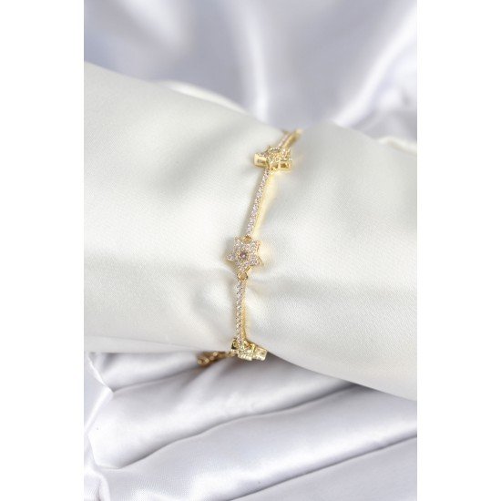 Pirinç Gold Renk Yıldız Model Kadın Bileklik Pirinç Gold Renk Yıldız Model Kadın Bileklik