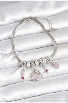 Pirinç Gümüş Renk Yaşam Ağacı Charmlı Kadın Bileklik