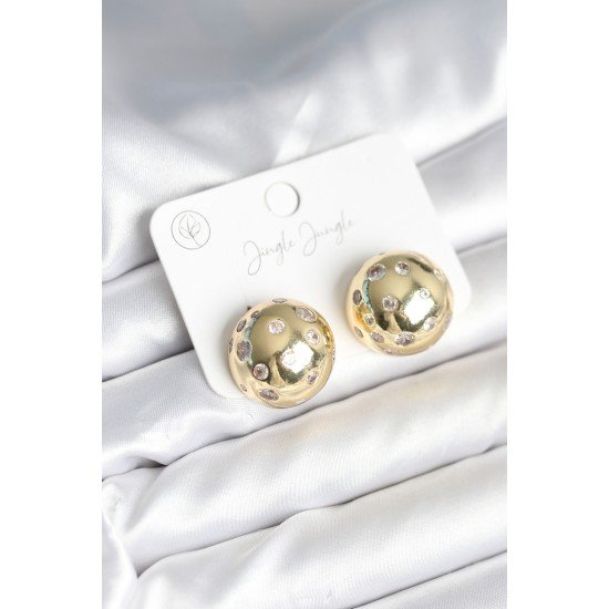 Pirinç Gold Renk Zirkon Taşlı Kadın Küpe Pirinç Gold Renk Zirkon Taşlı Kadın Küpe