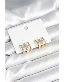 Kaburga Model Kutup Yıldızı Detaylı Gold Renk Kadın Küpe