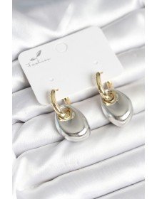 Pirinç Damla Model Gümüş Gold Renk Kadın Küpe