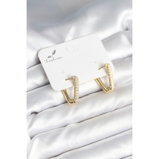 Üçgen Model Zirkon Taşlı Kadın Küpe