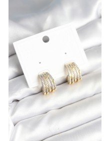 Kaburga Model Zirkon Taşlı Pirinç Kadın Küpe