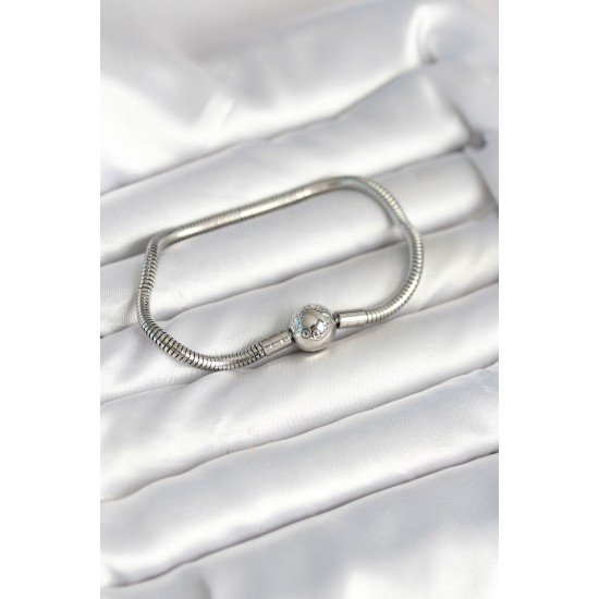 Gümüş Renk Pirinç Charm Bileklik