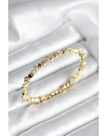 Zirkon Taşlı Küp Şerit Model Pirinç Gold Renk Kadın Bileklik