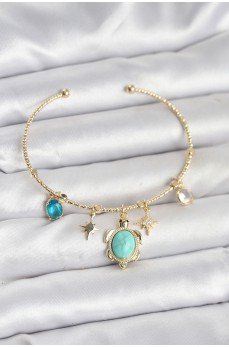 Caretta Caretta Charmlı Gold Renk Kadın Bileklik Caretta Caretta Charmlı Gold Renk Kadın Bileklik
