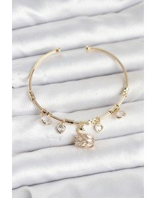 Kuğu Charmlı Gold Renk Kadın Bileklik