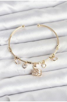 Kuğu Charmlı Gold Renk Kadın Bileklik Kuğu Charmlı Gold Renk Kadın Bileklik