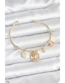 Hayat Ağacı Charmlı Gold Renk Pirinç Kadın Bileklik