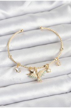 Anka Kuşu Charmlı Gold Renk Pirinç Kadın Bileklik Anka Kuşu Charmlı Gold Renk Pirinç Kadın Bileklik