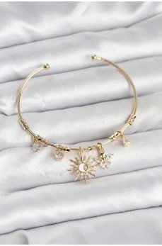 Güneş Charmlı Gold Renk Pirinç Kadın Bileklik