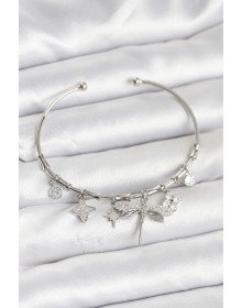 Yusufçuk Charmlı Gümüş Renk Pirinç Kadın Bileklik