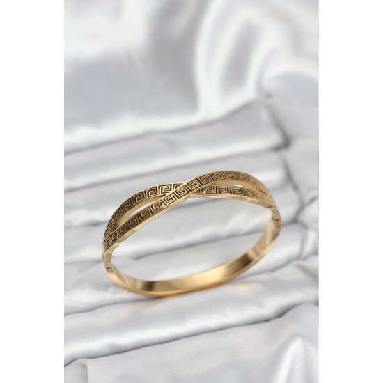 316L Çelik Gold Renk Vintage Kadın Kelepçe Bileklik