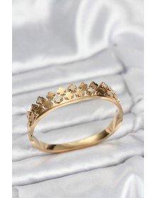 316L Çelik Gold Renk Minimal Yoncalı Kadın Kelepçe Bileklik