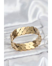 316L Çelik Gold Renk Ezme Zincir Model Kadın Kelepçe Bileklik