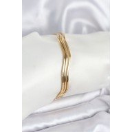 316L Çelik Gold Renk 65 mm Ajda Zikzak Model 3lü Kadın Bileklik