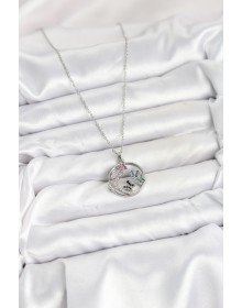 316L Çelik Zincir Gümüş Renk Zirkon Taşlı Kelebekli Kadın Kolye