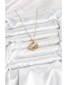 316L Çelik Zincir Gold Renk Zirkon Taşlı Kelebekli Kadın Kolye