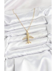 316L Çelik Zincir Gold Renk Uçak Model Kadın Kolye